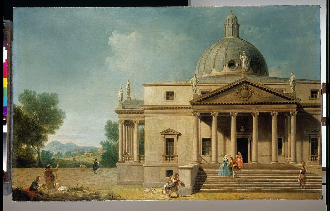 Capriccio con vista sul castello di Mereworth, Kent - Royal Collection